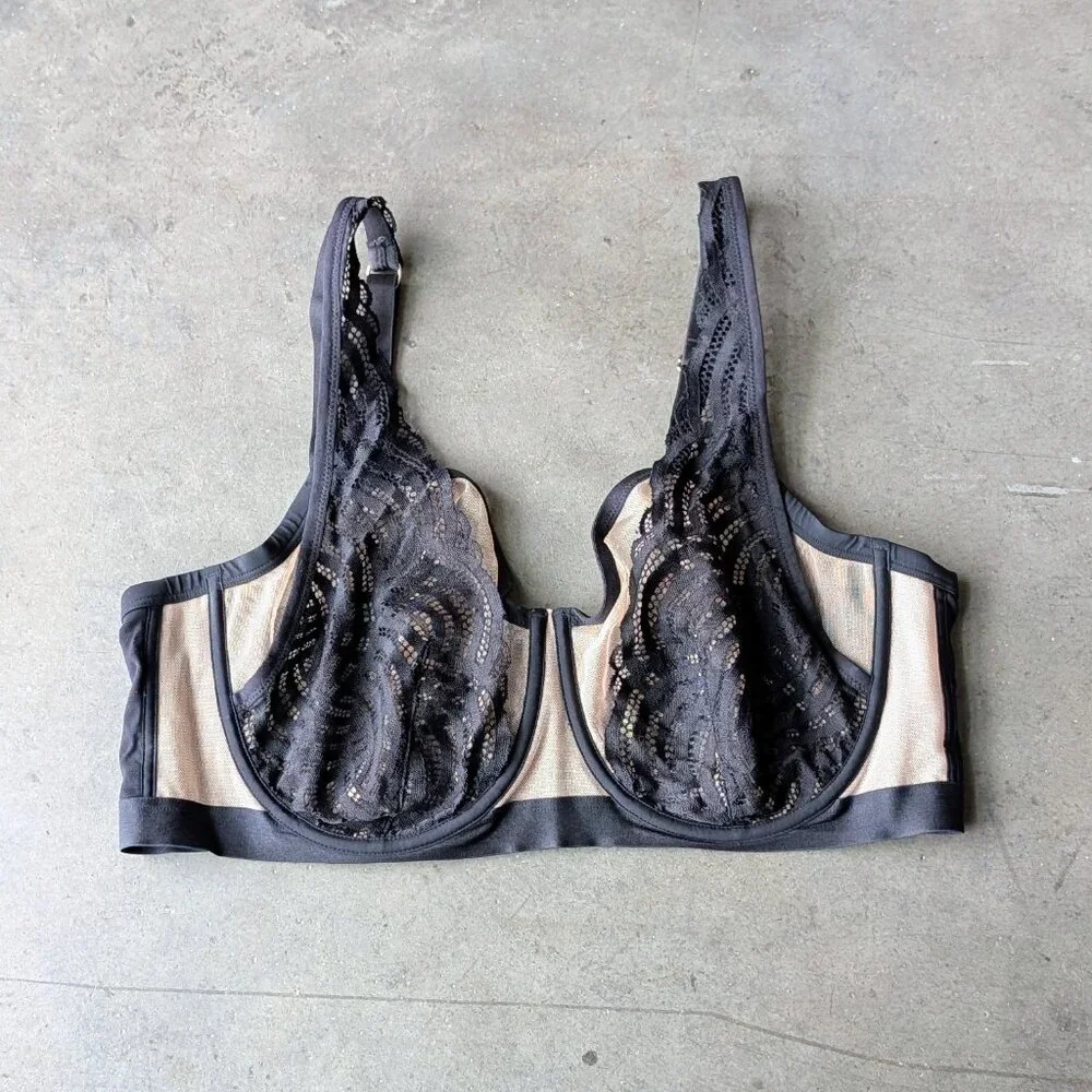 Thirdlove Deco Lace Unlined Bra in Black size 40E